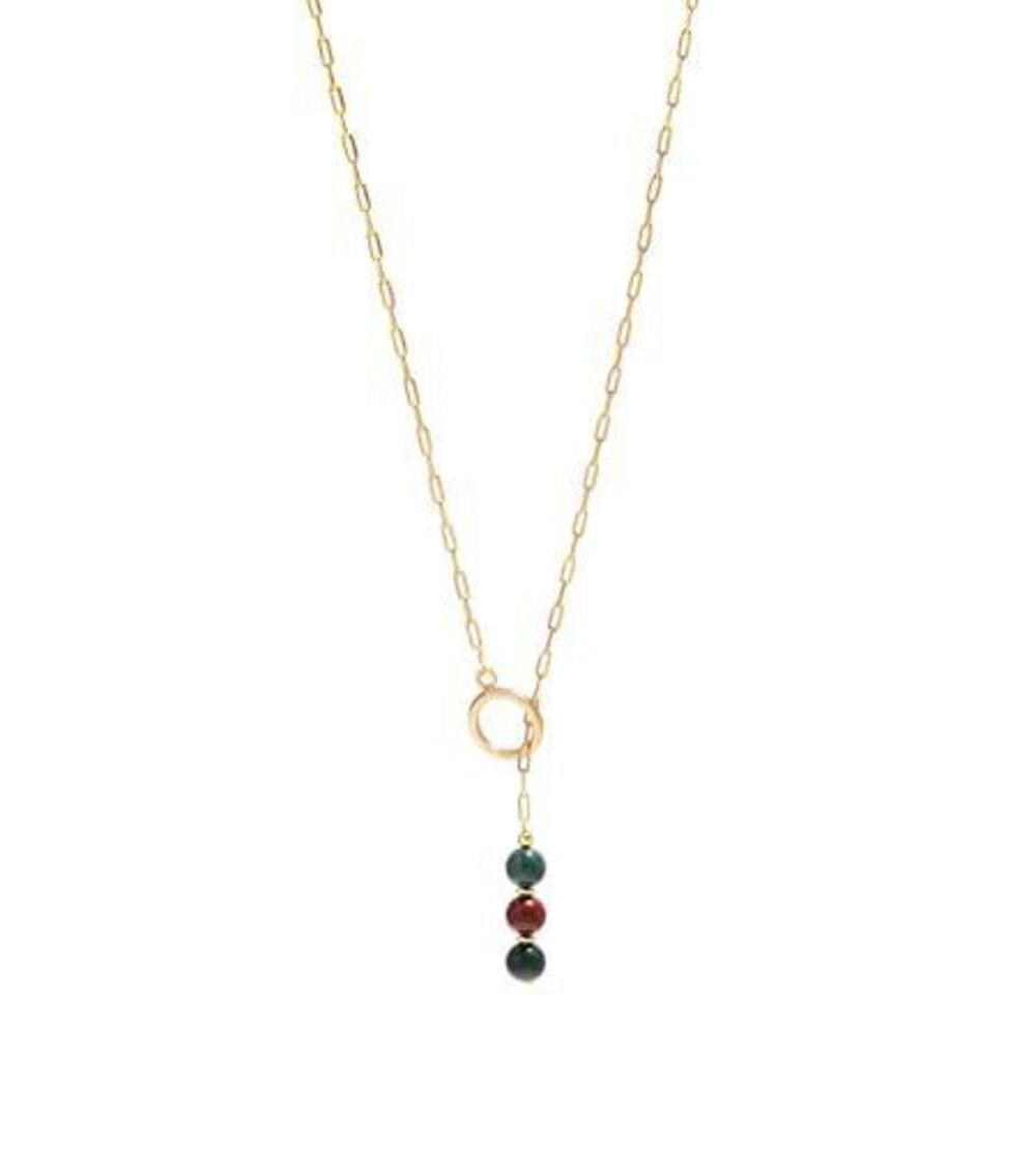 4805 Handmade Bloodstone Lariat Necklace β 8 MM Bloodstone Pendant β